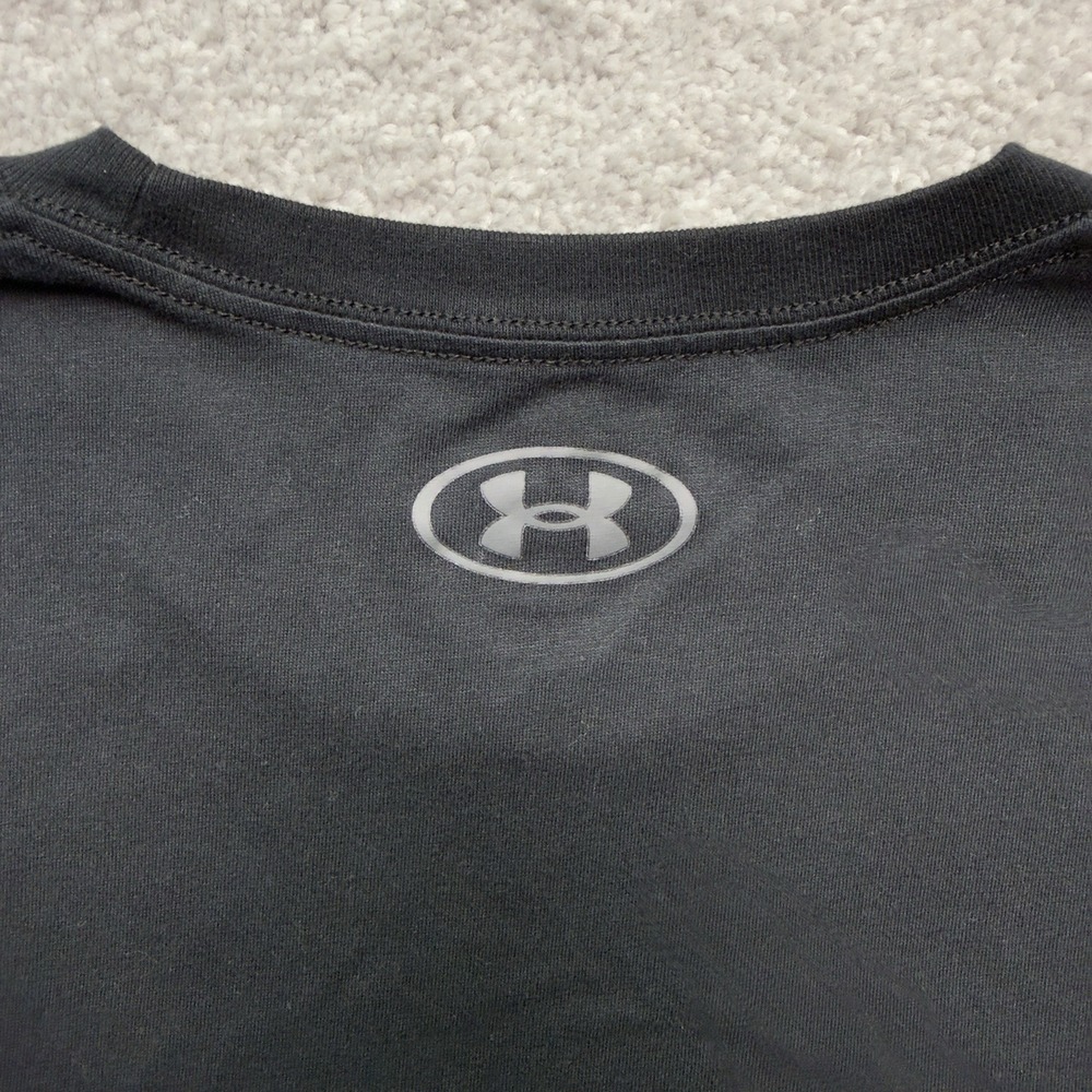 Under Armour T-Shirt Mens Large Black Gray Boxed Logo Loose Fit Short Sleeve Tee - Picture 5 of 5